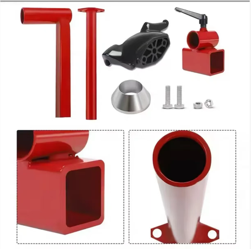 Upgraded manual tire changing nose kit, featuring silver guiding cones, thickened welded brackets, and lever-effort-saving design. It assists in adjusting the position of the nose to facilitate the disassembly and assembly of large vehicle pneumatic tires, reducing rim collisions. When working on a hard surface, apply force steadily. After use, clean and maintain it. Suitable for auto repair and mobile tire repair scenarios.