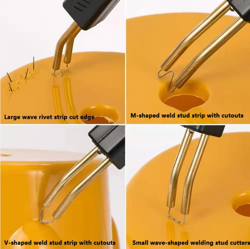 Plastic hot-melt repair welding gun, equipped with 200 large-wave welding nails, is used for repairing fractures in car bumpers and various hard plastic parts. The high-temperature hot-melt welding nails reinforce the cracks and the operation is simple. During the operation, proper heat protection must be taken. It is only applicable to hot-melt plastics. After power-off and when the gun head cools down, it should be stored.