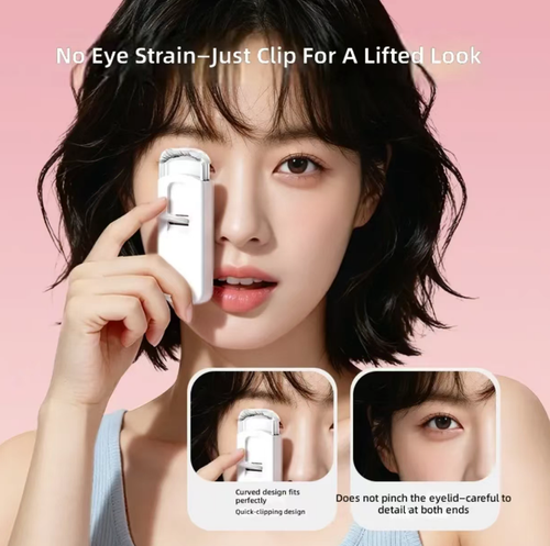 This rechargeable electric curling mascara holder is compact and portable, with a built-in hook, and can be stored in your makeup bag. It features a constant-temperature heating design, which gently shapes the curl of the eyelashes, preventing the formation of hard creases and being friendly to beginners. It is suitable for daily use and for touch-ups during travels. When using, avoid touching the skin and wait for it to cool down before storing it.