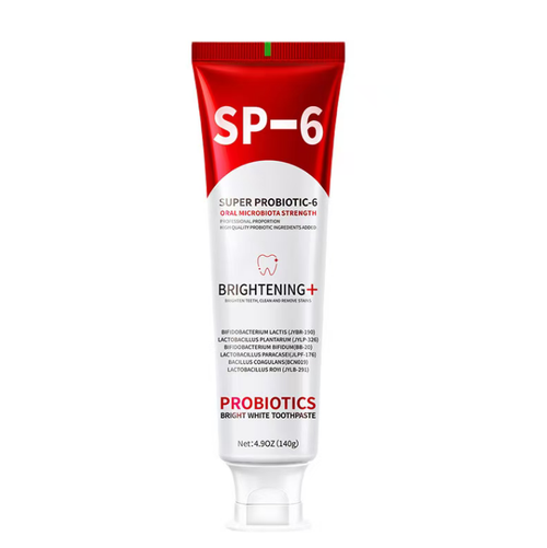 Order today and you will receive 5 bottles of SP-6 Probiotic Toothpaste. It contains various probiotics and helps balance the bacterial population in the mouth. Its smooth paste can produce thick foam, effectively cleaning the gaps between teeth and removing external stains on the tooth surface. It also freshens the breath. The large-capacity soft tube packaging is suitable for daily oral care in the morning and evening.