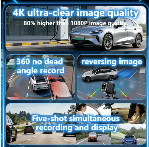 3.16-inch screen multi-lens car recorder, capable of recording from multiple angles, supports WIFI connection for viewing videos on mobile phones. It has parking monitoring function, and the video recording can be triggered by vehicle vibration. The external rear lens has a supplementary light source, supports loop recording, and the suction cup installation angle can be adjusted to reduce the shooting blind area, allowing for the preservation of driving and parking scenes.