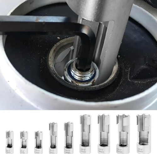 A 9-piece open-ended slot sleeve made of chromium-vanadium steel, featuring multiple size specifications, is suitable for disassembling and assembling oxygen sensors and diesel fuel injectors. The side slot design allows for avoiding the pipeline, and when used with a ratchet wrench, it is suitable for auto repair and maintenance. It is convenient for storage and is suitable for use in repair shops and vehicle maintenance.