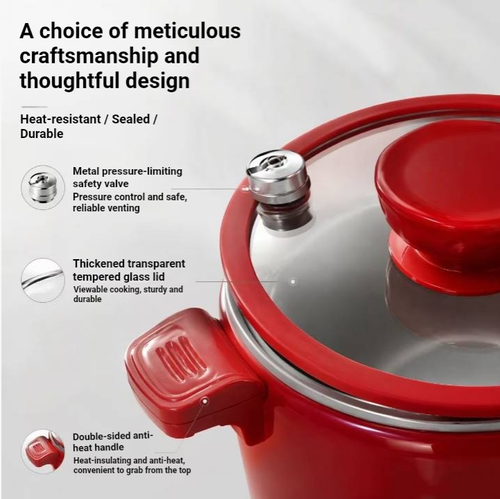 This household mini multi-functional pressure cooker has various preset modes such as rice cooking, soup making, stewing meat, and hot pot. The transparent lid allows you to observe the ingredients. The two sides have heat-insulating handles. It is small in size and suitable for 1-2 people. When cooking, please follow the water level requirements. Wait for the pressure to release completely before opening the lid. This is convenient for making various meals on a daily basis.