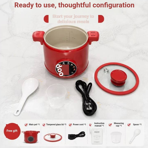 This household mini multi-functional pressure cooker has various preset modes such as rice cooking, soup making, stewing meat, and hot pot. The transparent lid allows you to observe the ingredients. The two sides have heat-insulating handles. It is small in size and suitable for 1-2 people. When cooking, please follow the water level requirements. Wait for the pressure to release completely before opening the lid. This is convenient for making various meals on a daily basis.