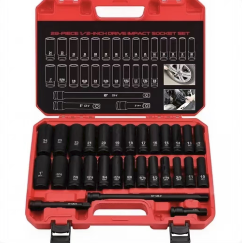 A set of 29 metric long extension tubes, including metric and imperial long extension tubes as well as an extended connecting rod. Made of alloy steel, they are compatible with pneumatic tools and manual wrenches. They are mainly used for maintenance of automotive repair equipment and mechanical maintenance. They are stored in a hard tool box. The specifications are complete. After use, wipe them clean and store them in a dry place.