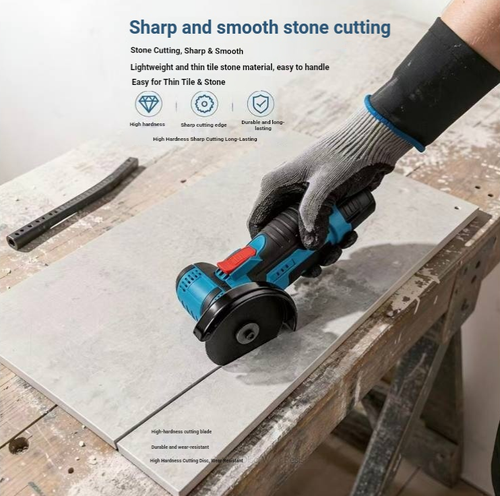 3-inch lithium battery mini angle grinder kit, with handheld wireless design, can be used for cutting, polishing, rust removal, and tile grouting. It comes with a battery, charger, cutting disc, wrench, and storage toolbox. The body is small and convenient for operations in narrow spaces. The battery is a consumable part. Please make sure to install a protective cover, take proper precautions, store it in a dry place, and it is suitable for home DIY.