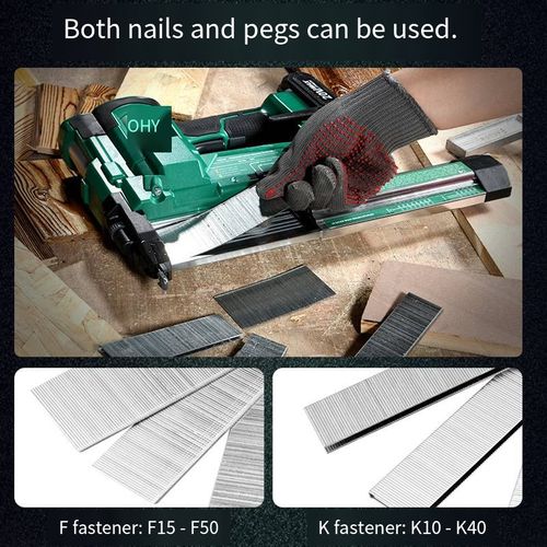 This KIMOR KM4050 lithium electric nail gun supports both straight-pull and code-pull modes. Its 20V lithium battery design eliminates the need for wires, providing powerful and efficient nail striking without any jamming. The ergonomic grip is comfortable and anti-slip, equipped with a safety anti-misfire feature and a visual nail storage compartment. It is a portable and highly efficient nail-punching tool for woodworking, decoration, and maintenance.