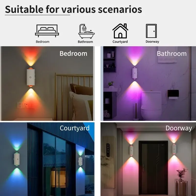 Smart Rechargeable LED Night Light with Motion Sensor – RGB Gradient Ambient Lighting, Dimmable Wall Lamp, Magnetic & Stick-On Design, USB Convenient Charging, Long-Lasting Battery, Perfect for Halloween Decor, Bedroom, Stairs, Hallway & Entryway