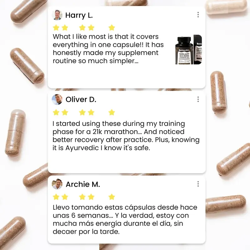 Men's essential BetterAlt GOLD+ Shilajit, Ashwagandha & Sea Moss Capsules | Lab-Tested for Purity | Helps Boost Energy & Immunity