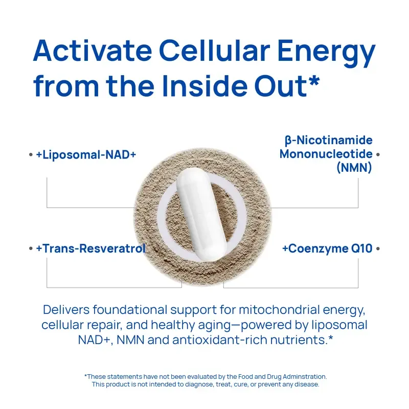 Selerb NAD+ Supplement for Men with NMN - Liposomal Complex with Trans-Resveratrol, CoQ10, Maca & Ashwagandha - Supports Cellular Renewal, Energy & Performance - 60 Capsules Dietary Healthcare Vitamins