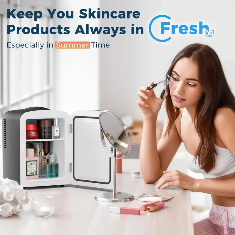 Antarctic Star Compact Refrigerator, Portable Mini Fridge,, Portable Small Refrigerator for Cosmetics, Skin Care and Food , Ideal for Bedroom, Car, Office & Dorm,100% Freon-Free & Eco Friendly