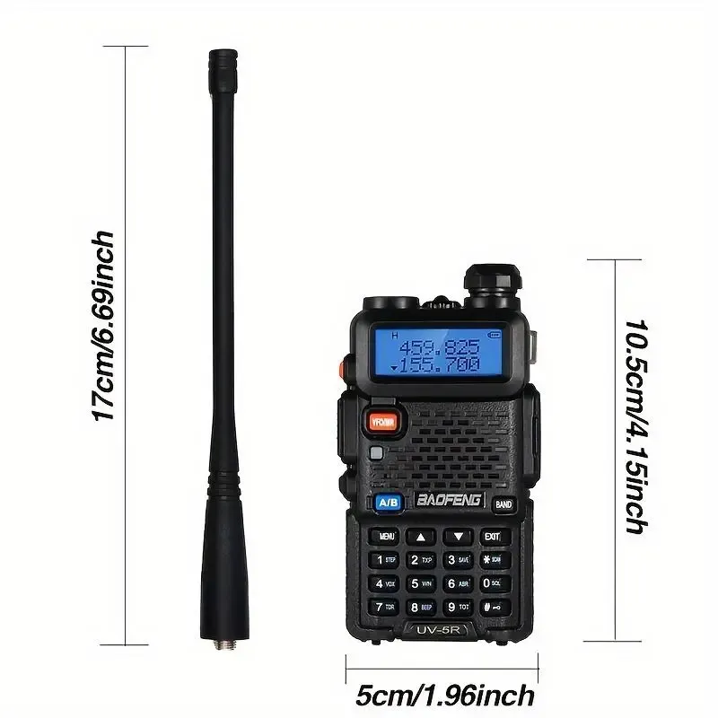 Baofeng UV-5R Dual-band Two-way Ham Radio Transceiver, Long-range CHIRP-compatible Portable Handheld Digital Walkie Talkie