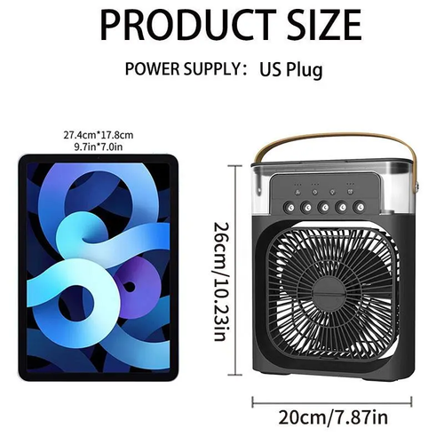 3 In 1 Air Conditioner Fan, Mini Evaporative Air Cooler with Night Light, Mist Fan Cooler, Cooling Fan with 600ml Water Tank (Support Mobile Power Supply Used Together)