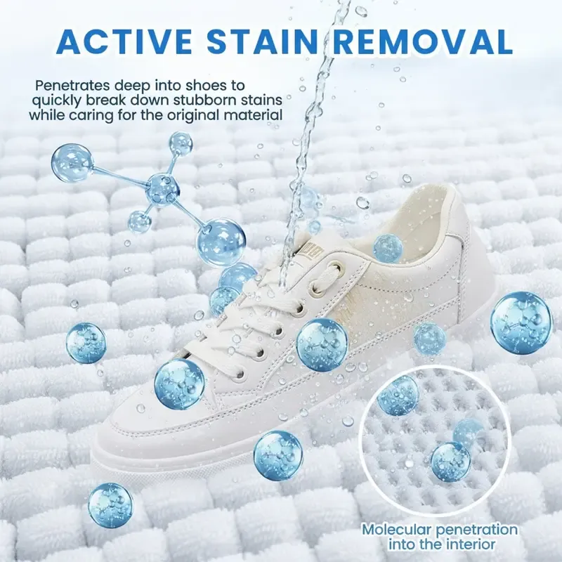 White Shoe Cleaner Cream Multipurpose No-Wash Solid with Sponge Removes Stains Ideal for Leather Silicone Car Interiors Mild Non-Irritating Eco-Friendly