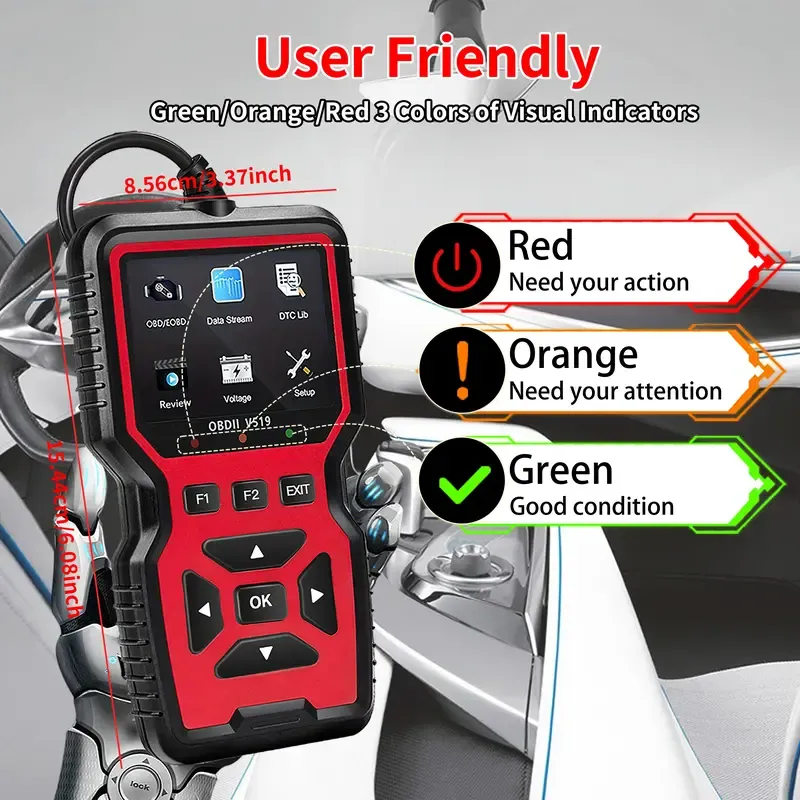 2026 New Powerful Handheld OBD2 Scanner Diagnostic Tool - Engine Code Reader with Full OBD2 Features, Reset Function, Modes 6&8, Voltage Test, Plug-and-Play, Voltage, Live Data, Code Clearing, Error Reading for DIY Owners & Mechanics
