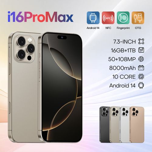 I16promax smartphone 7.3-inch 8000mAh battery big storage HD camera（cash on deliver+free shipping）