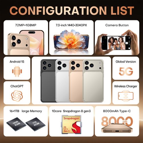 NEW AND HOT i17 ProMax Smartphone: 16G+1T Massive Memory, Long-Lasting Battery with Dual SIM – Ghana's Performance King!