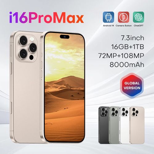 New I16promax smartphone 7.3-inch 8000mAh battery big storage Android 14 AI-Powered（cash on deliver+free shipping）