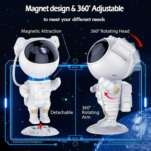 Space Buddy Projector Star Projector Light Astronaut Night Light Projector Remote Control Timer LED Lights