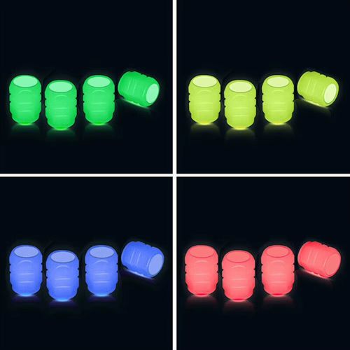 Universal Luminous Car Tyre Valve Caps Fluorescent Night Glowing ABS Plastic Tire Valve Decor Cover for Car Motorcycle 4pcs