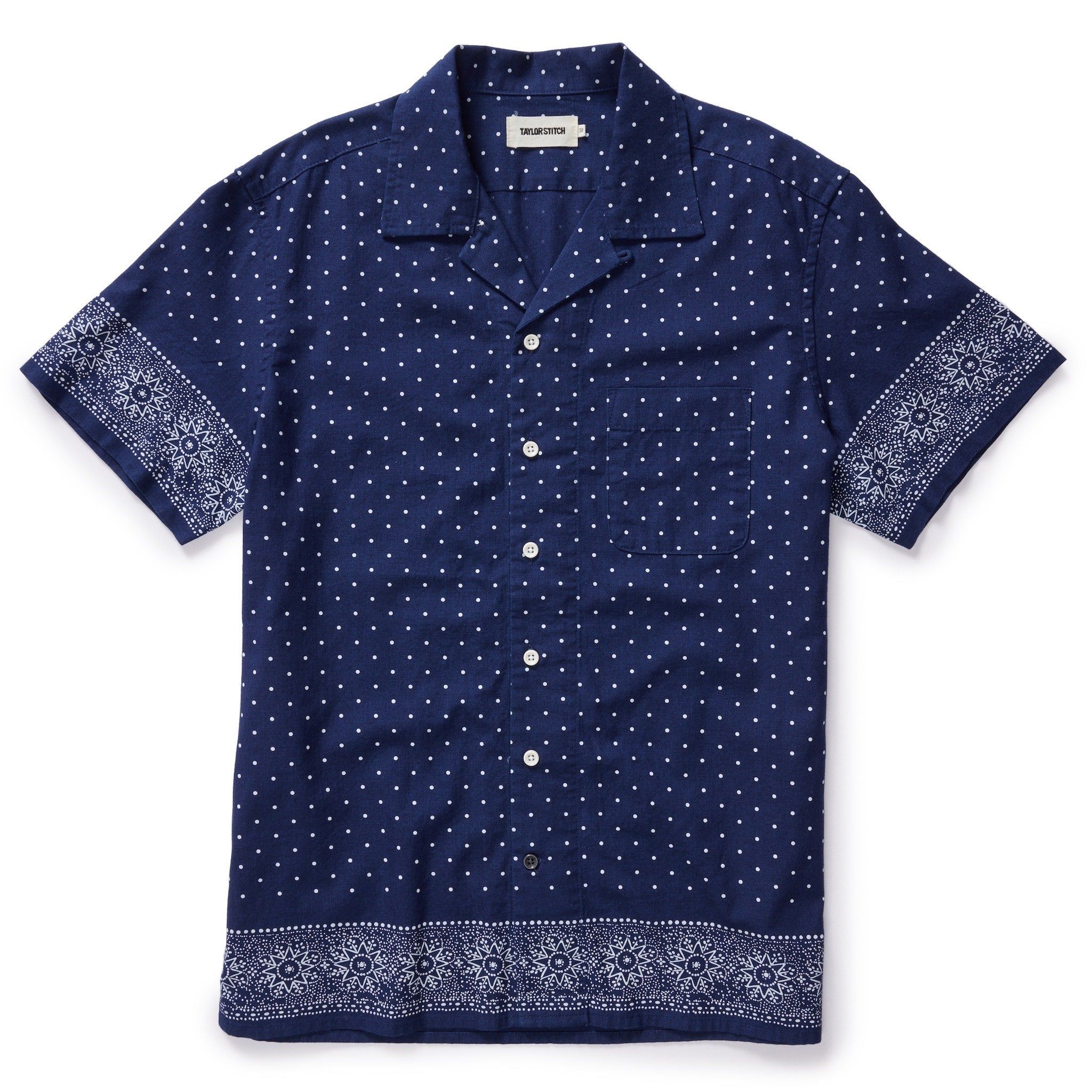 Voeaw Short Sleeve Hawthorne in Indigo Star Dot Border