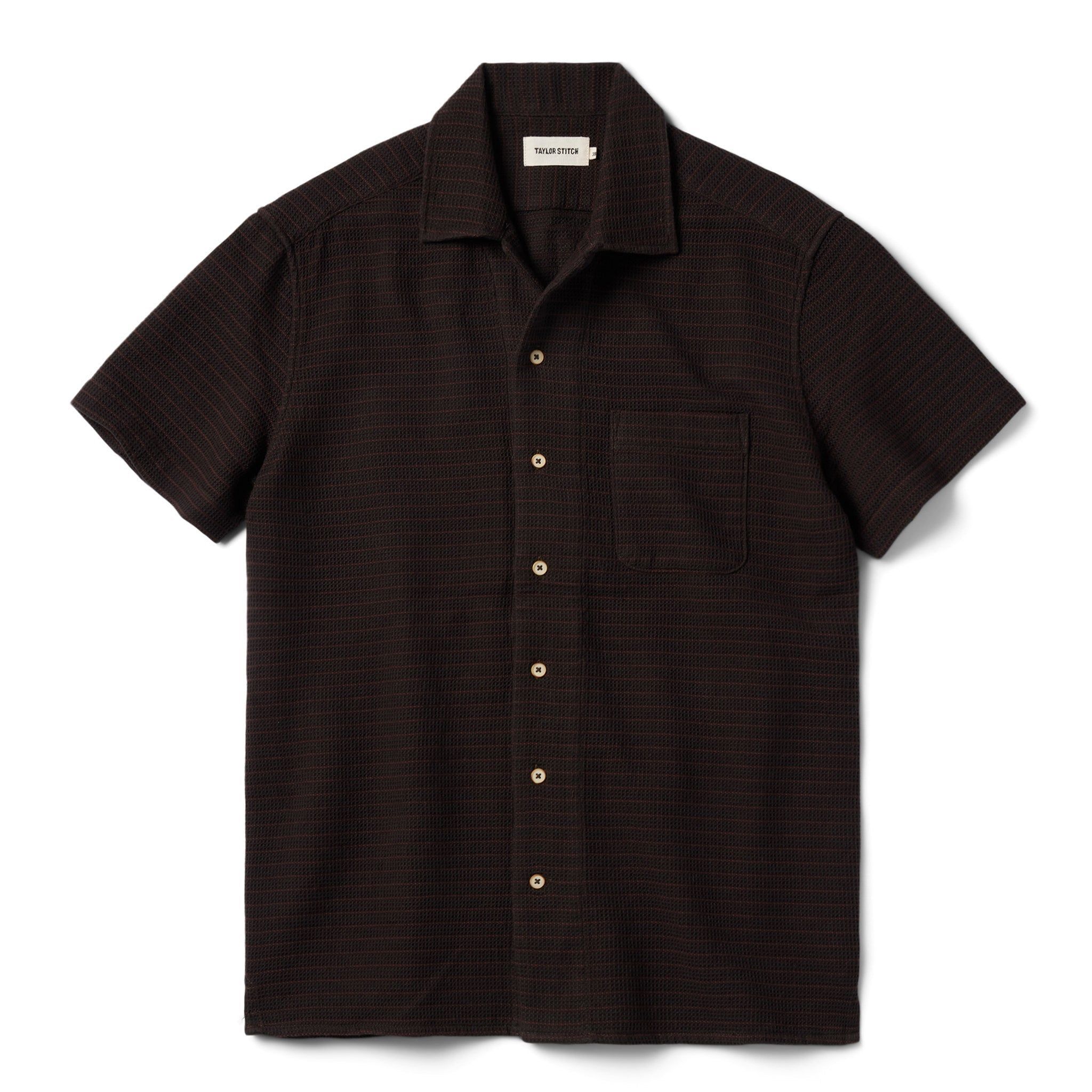 Voeaw Short Sleeve Hawthorne in Espresso Pickstitch Waffle