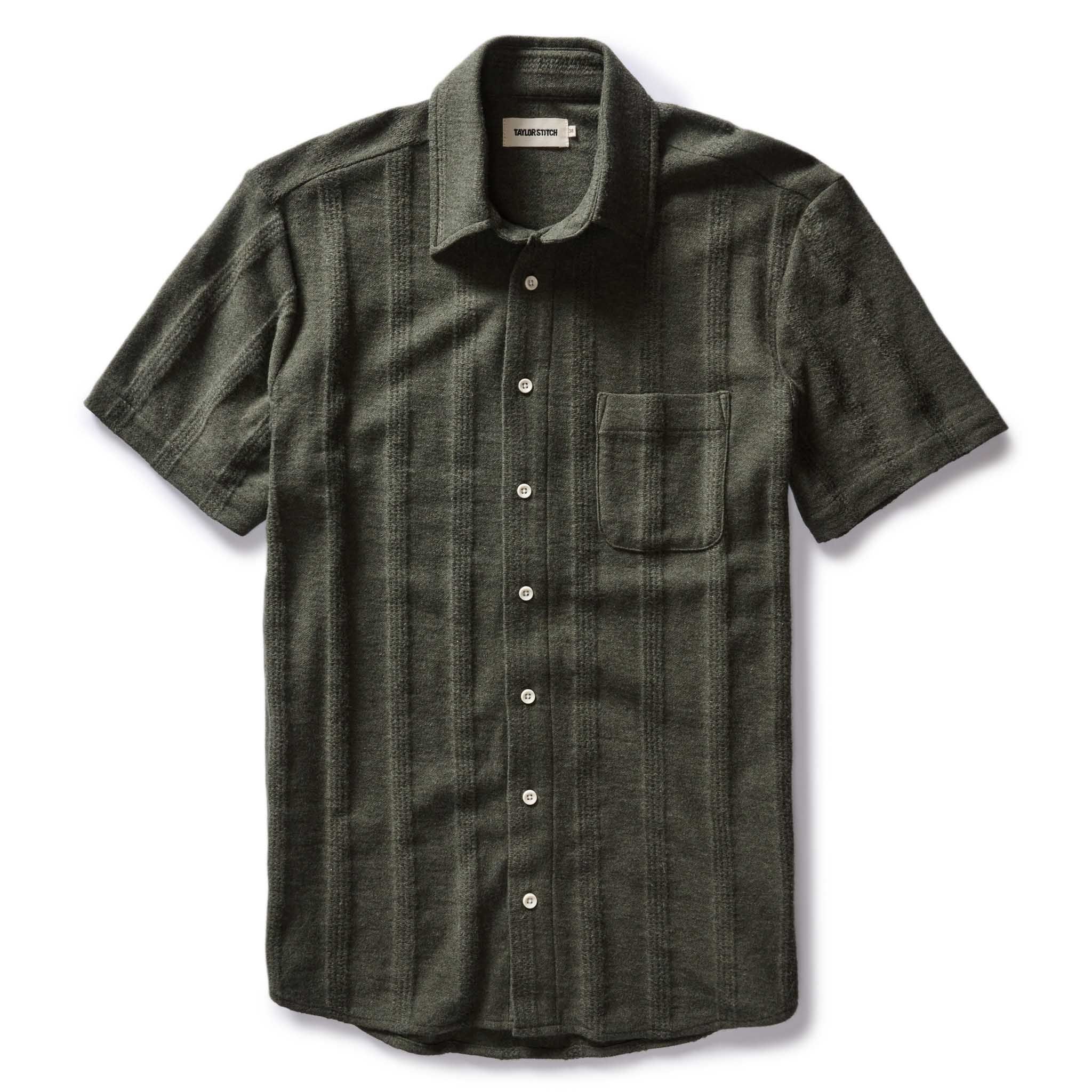 Voeaw Short Sleeve California in Heather Olive Pointelle Stripe