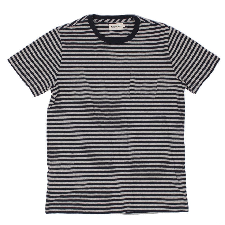 Voeaw Sequoia Stripe Tee in Navy &amp; Grey