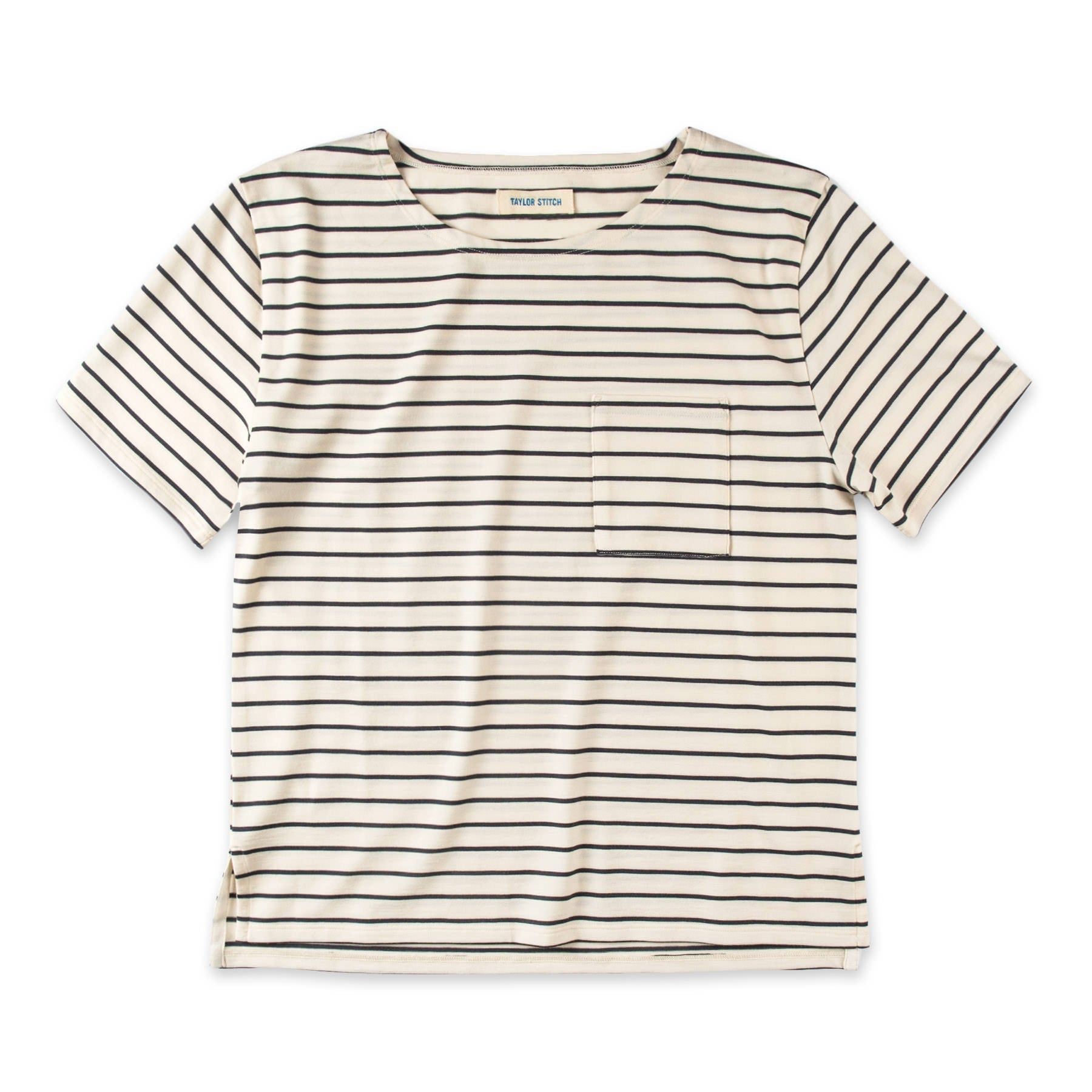 Voeaw Sausalito Tee in Navy Stripe Mercerized Merino