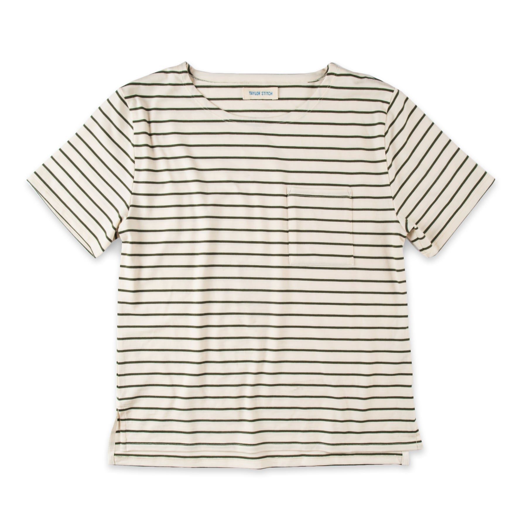 Voeaw Sausalito Tee in Forest Stripe Mercerized Merino