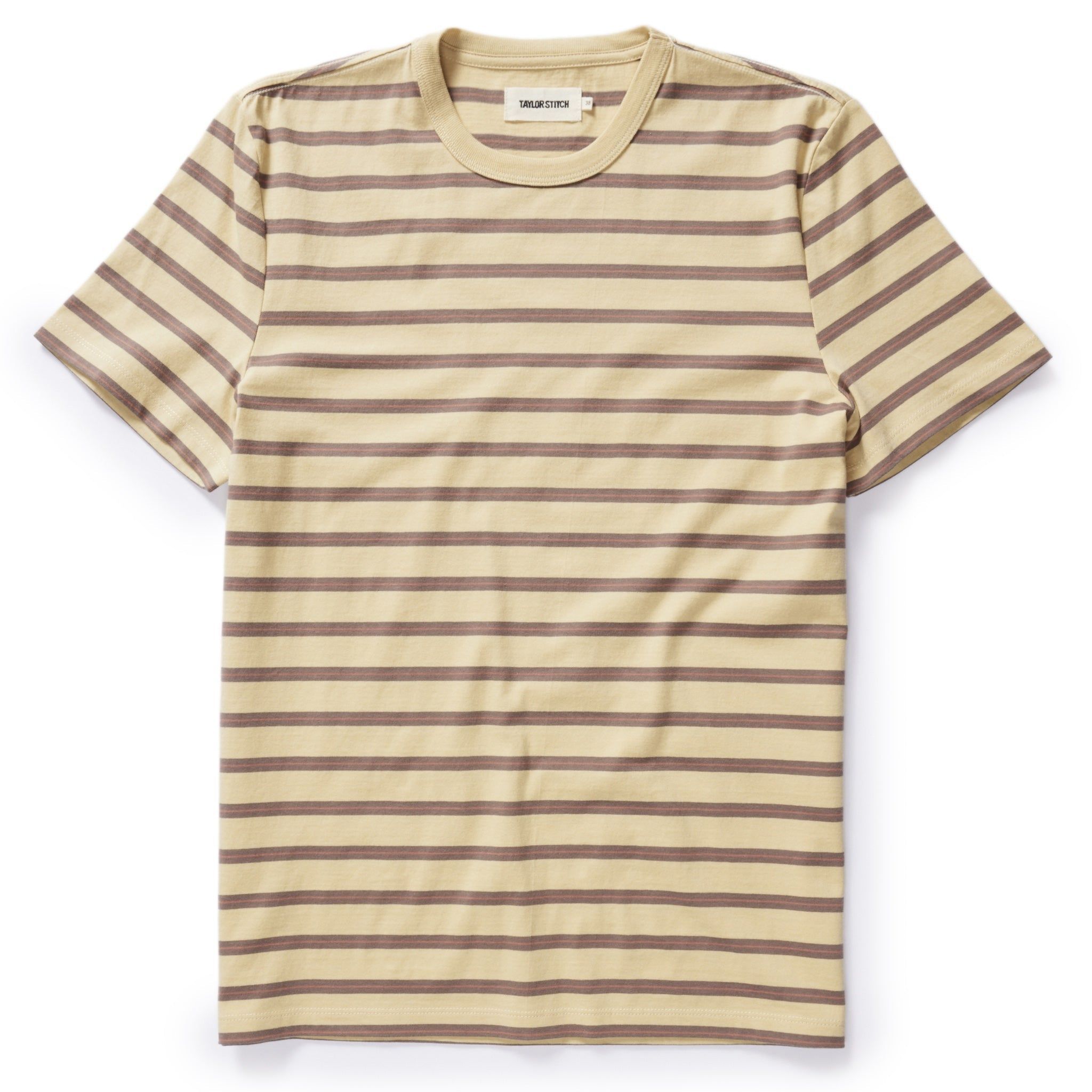 Voeaw Organic Cotton Tee in Vintage Gold Stripe