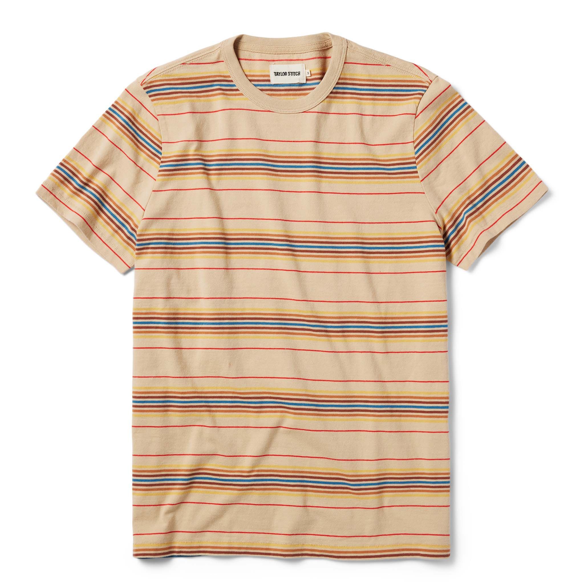 Voeaw Organic Cotton Tee in Sand Stripe