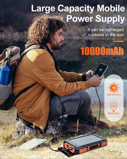 10000mAh Waterproof Hamd Crank Solar Power Bank