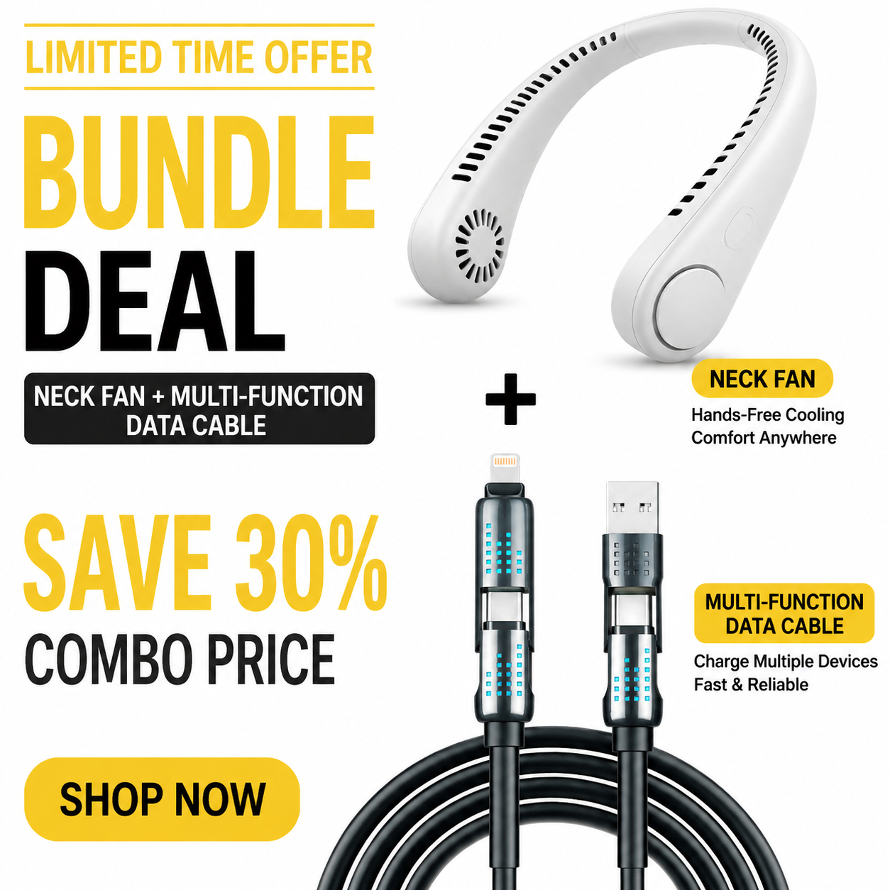 Stay Cool Anywhere – Hands-Free Neck Fan
