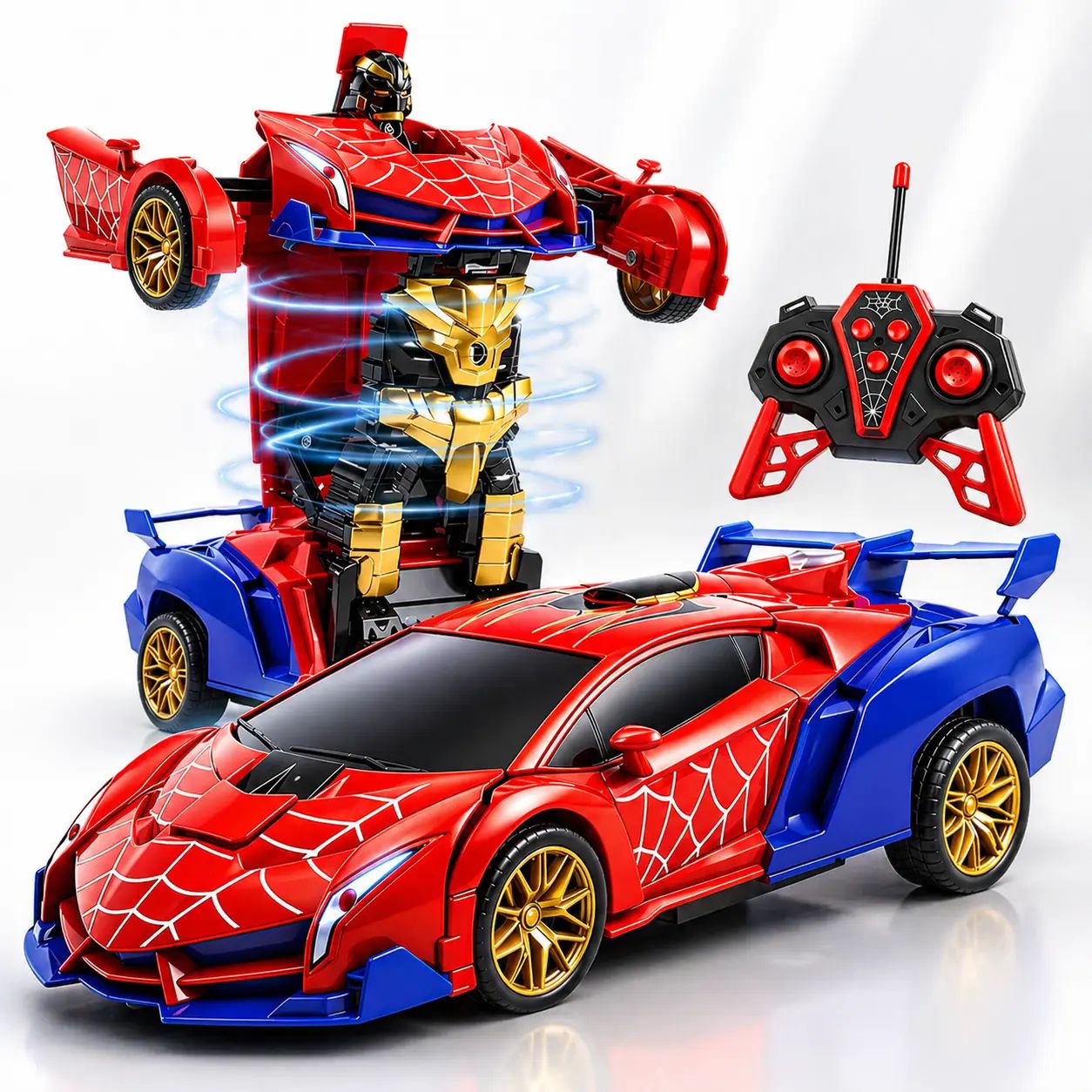 Spider RC Transform Robot Car – Remote Control Stunt Toy with 360° Spins & LED Lights