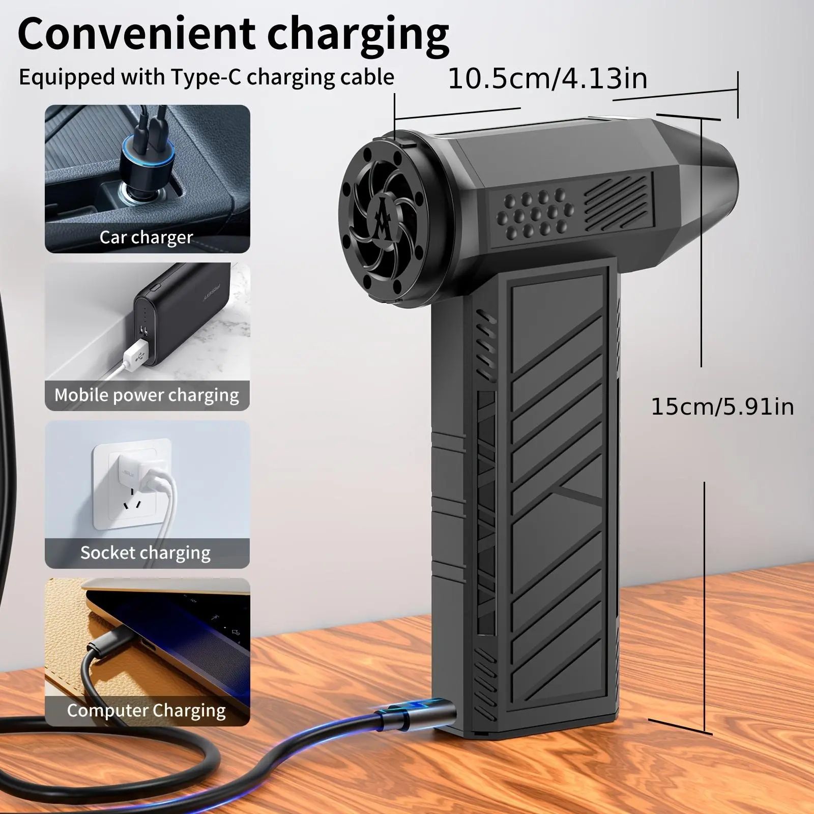 Portable Rechargeable Electric Air Blower – Wireless Turbo Dust Cleaner for Car, PC & Home