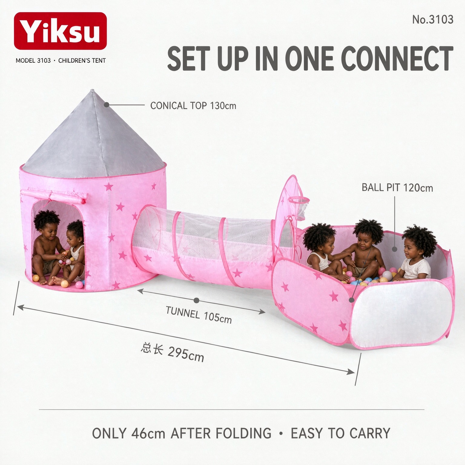 Children's Tent Playhouse: Indoor Outdoor 3-in-1 Tunnel with Ball Pit