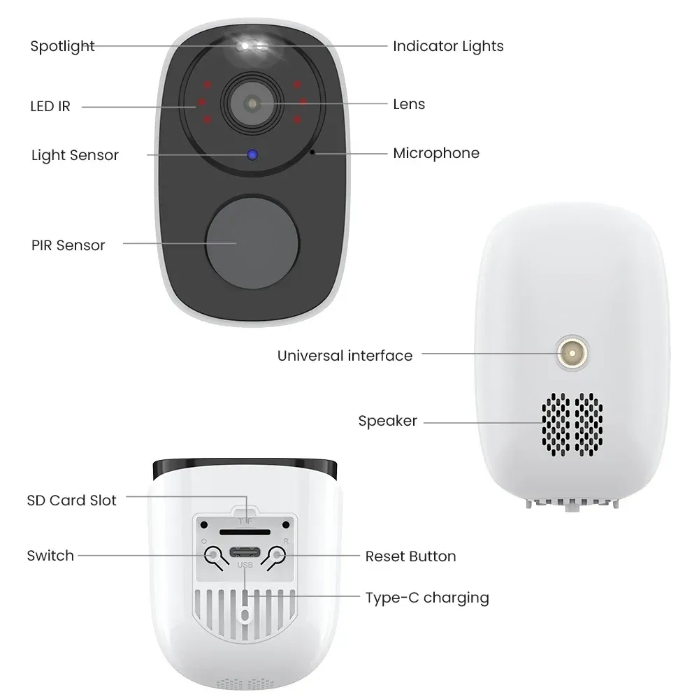 H.VIEW PIR Battery Powered Camera Wireless Outdoor, WiFi Security Camera with Spotlight Siren, 2-Way Audio, Waterproof