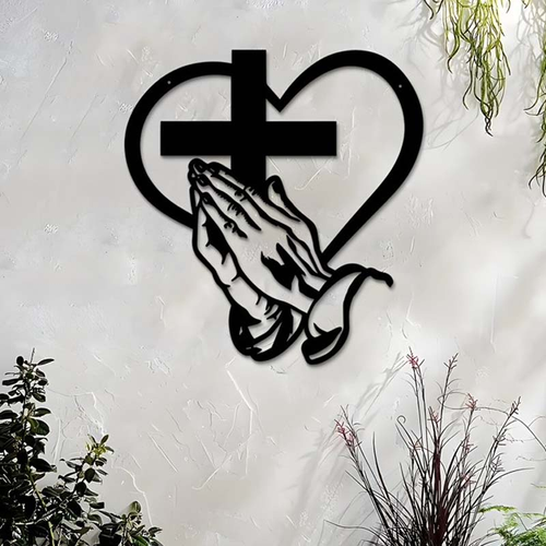 Elegant Christian Heart & Cross Wall Art