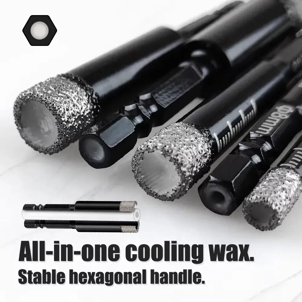 5PCS Hexagonal Shank Brazed Dry Ceramic Tile Diamond Drill Bit Hole Saw Marble Ceramic Granite Porcelain Cup Saw Hole Opener
