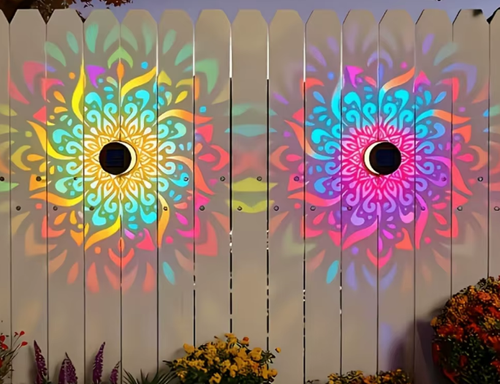 1PC Decorative Solar Mandala Lights Solar Powered Outdoor Deck Step Wall Lights for Terrace, Courtyard, Backyard, Garden Decor