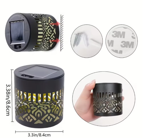 1PC Decorative Solar Mandala Lights Solar Powered Outdoor Deck Step Wall Lights for Terrace, Courtyard, Backyard, Garden Decor