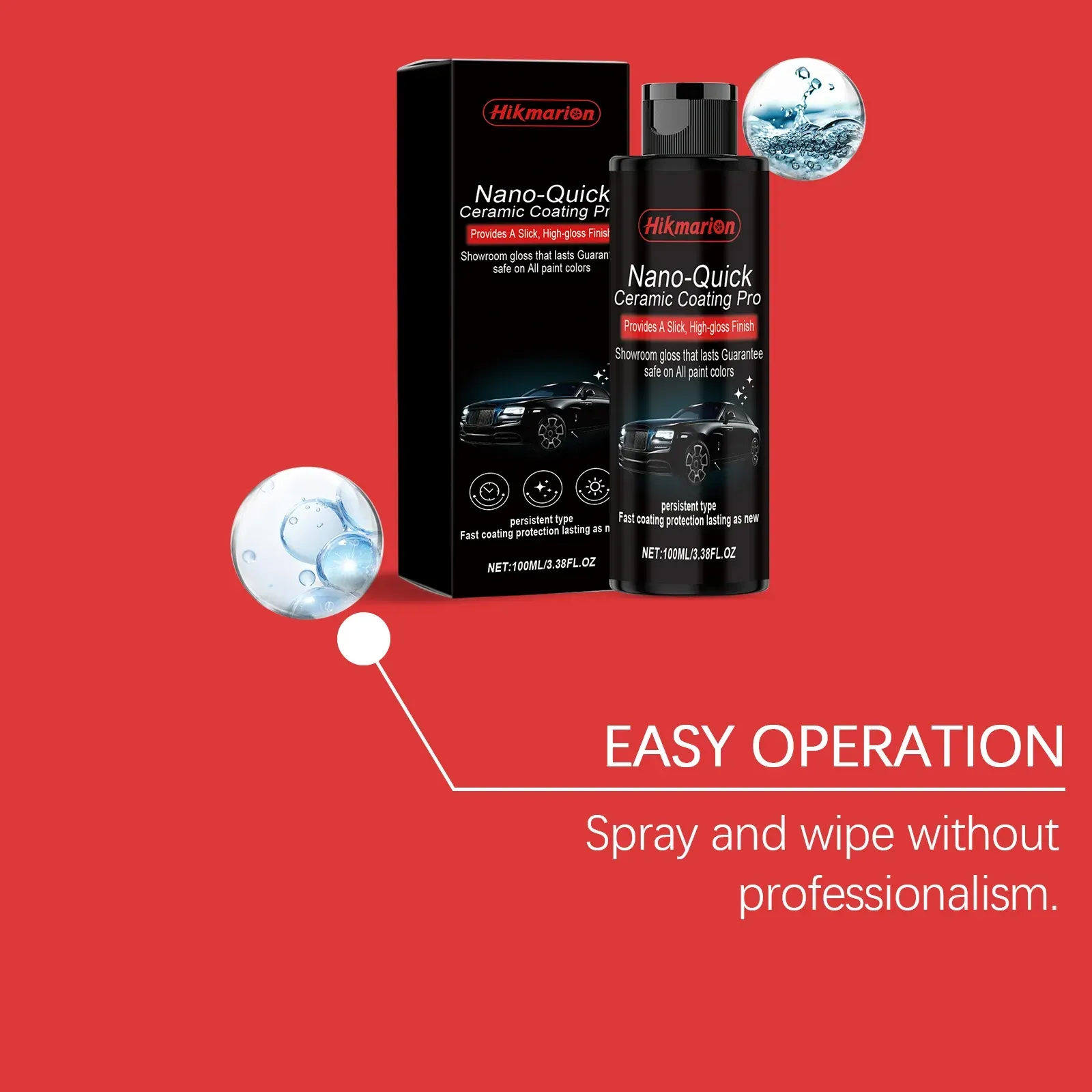 Premium Car Nano Ceramic Coating Liquid –Crystal Glass Plated Hydrophobic Paint Long-Lasting Protective Layer for Auto Detailing