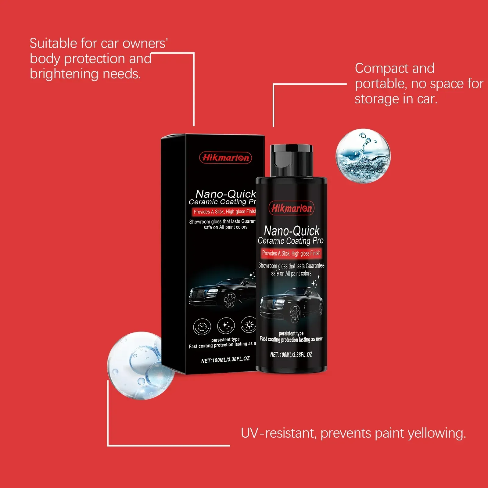 Premium Car Nano Ceramic Coating Liquid –Crystal Glass Plated Hydrophobic Paint Long-Lasting Protective Layer for Auto Detailing