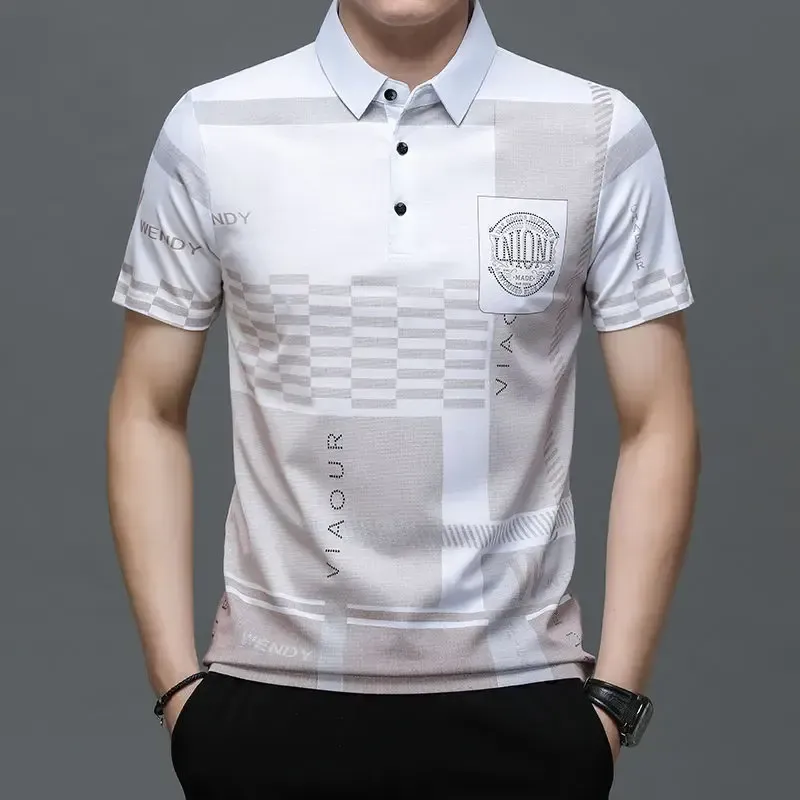 3D Print Geometric Splicing Polo Shirt For Men Colorful Pattern T-Shirts Summer Street Casual Short Sleeve Loose Tops Lapel Tees