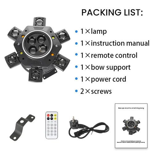 Remote control 6-arm shaking DJ light party LED beam light rotating stage effect light