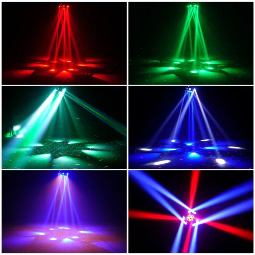 Remote control 6-arm shaking DJ light party LED beam light rotating stage effect light