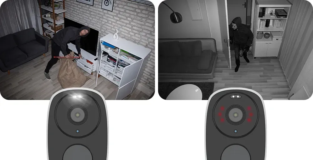 H.VIEW PIR Battery Powered Camera Wireless Outdoor, WiFi Security Camera with Spotlight Siren, 2-Way Audio, Waterproof