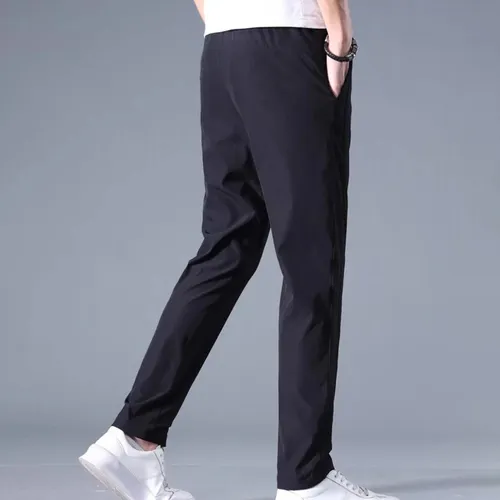 Ice silk pants men's summer ultra-thin mesh quick drying sports casual pants loose plus fat plus size air conditioning pants