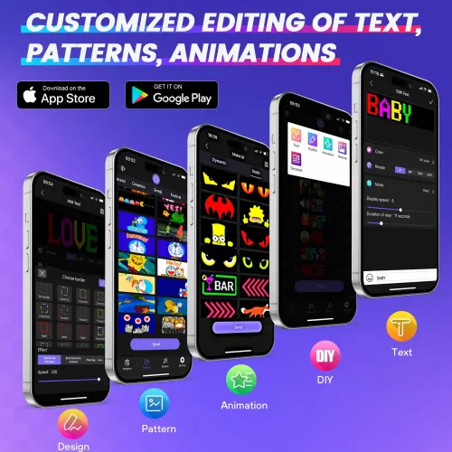 Programmable Flexible LED Scrolling Display with Bluetooth App Control size70*173MM